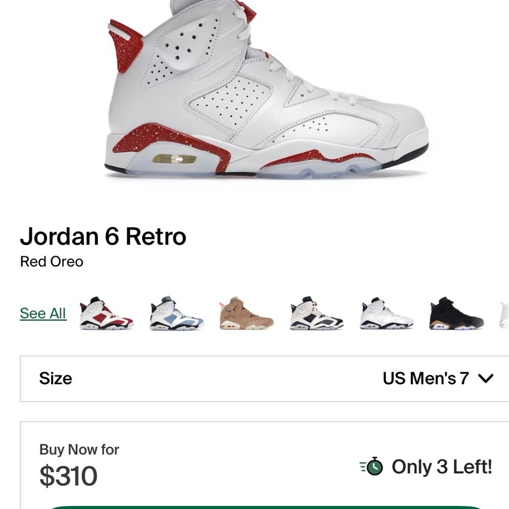 Jordan 6 Retro White with Red Accents